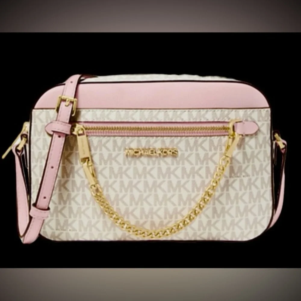 SALE Micheal Kors Jet Set Crossbody Bag NWT Pink/cream - Picture 7 of 7